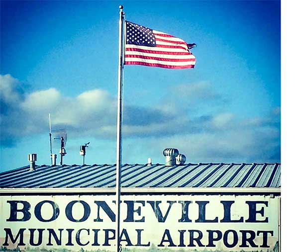 Flag flying at Booneville Municipal Airport